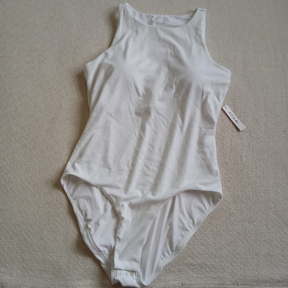 soma ♡ body rib high neck bodysuit clean girl large minimal monochrome basic